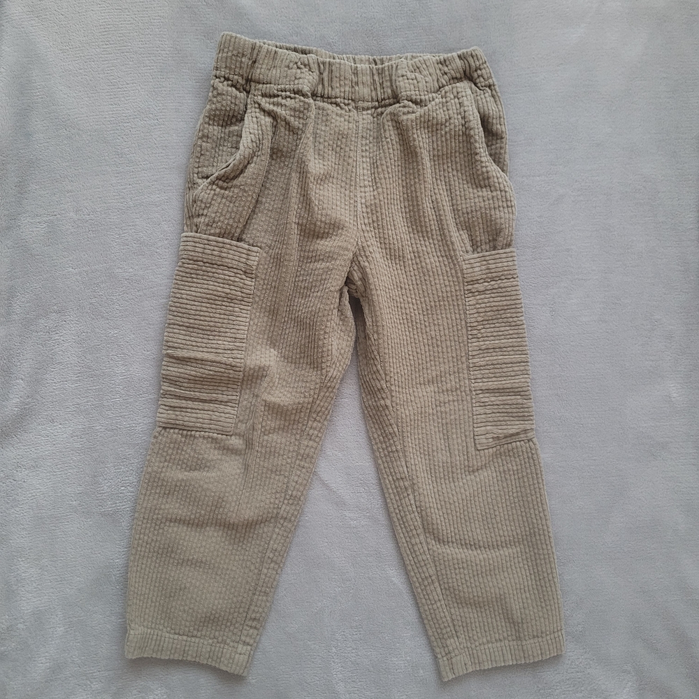 🧸2/20$ H&M Kids 4T Sage Green Corduroy Cargo Pants Ajustable Waist